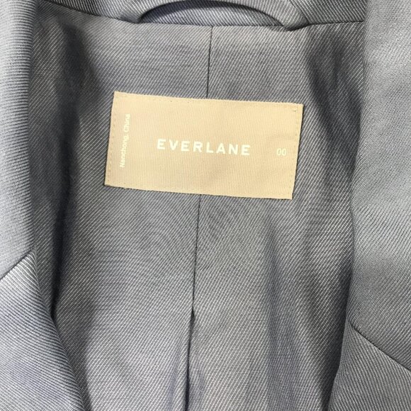Everlane Blazer Womens 00 Light Blue Linen Blend 2 Button Tailored Office Career - Picture 2 of 9